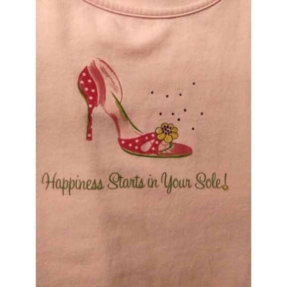 Quacker Factory Light Pink Cotton Blend Short Sleeve "Shoes" T-shirt Size 3X - Picture 7 of 7